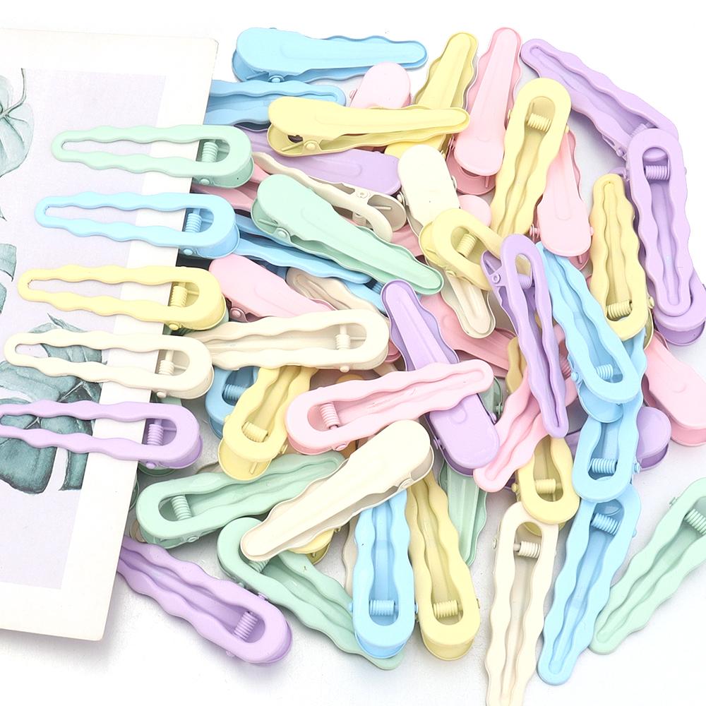 10pcs Metal Hairpins 5.8cm Candy Color Wave Hair Clip Hollow Barretttes For DIY Women Girls Fashion Hairpins Hair Accessories