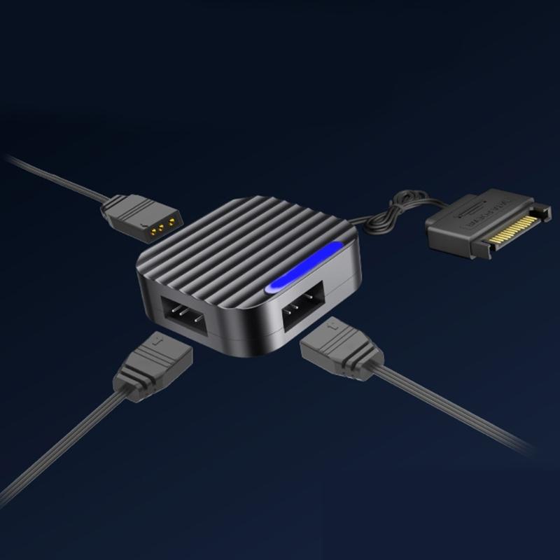 Satas To 5V 3Pin ARGB Controller Magnetic Base MultiProtection Design for PC Argb Lighting Optimization for Workstations