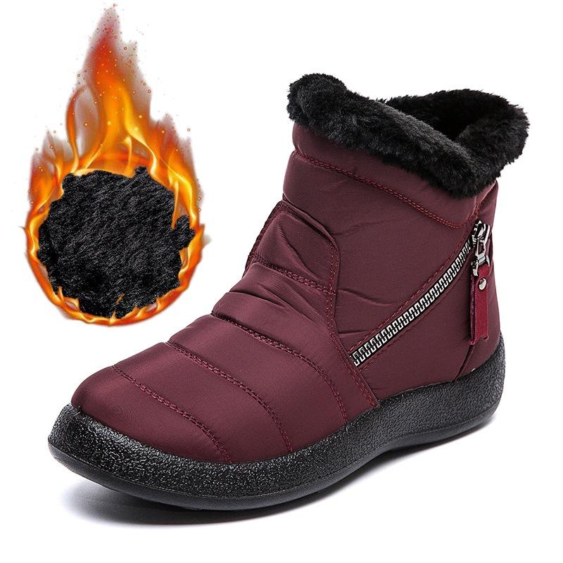 

Женские зимние теплые сноубутсы большого размера, с мягкой подкладкой, водонепроницаемые ботильоны, нескользящая уличная обувь, ботинки для хайкинга, альпинизма, спортивные ботинки 36 красный