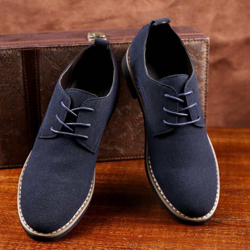 Fashion Men Oxford Shoes Suede Leather Men Shoes Oxford Casual Classic Business Comfortable Footwear Dress Large Size 39-48 Flats