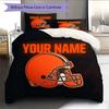 Custom Name,Cleveland Browns Pattern Bedding Home Decoration Birthday Gift ( 1 duvet cover + 2 pillowcase, without core),fan merchandise.