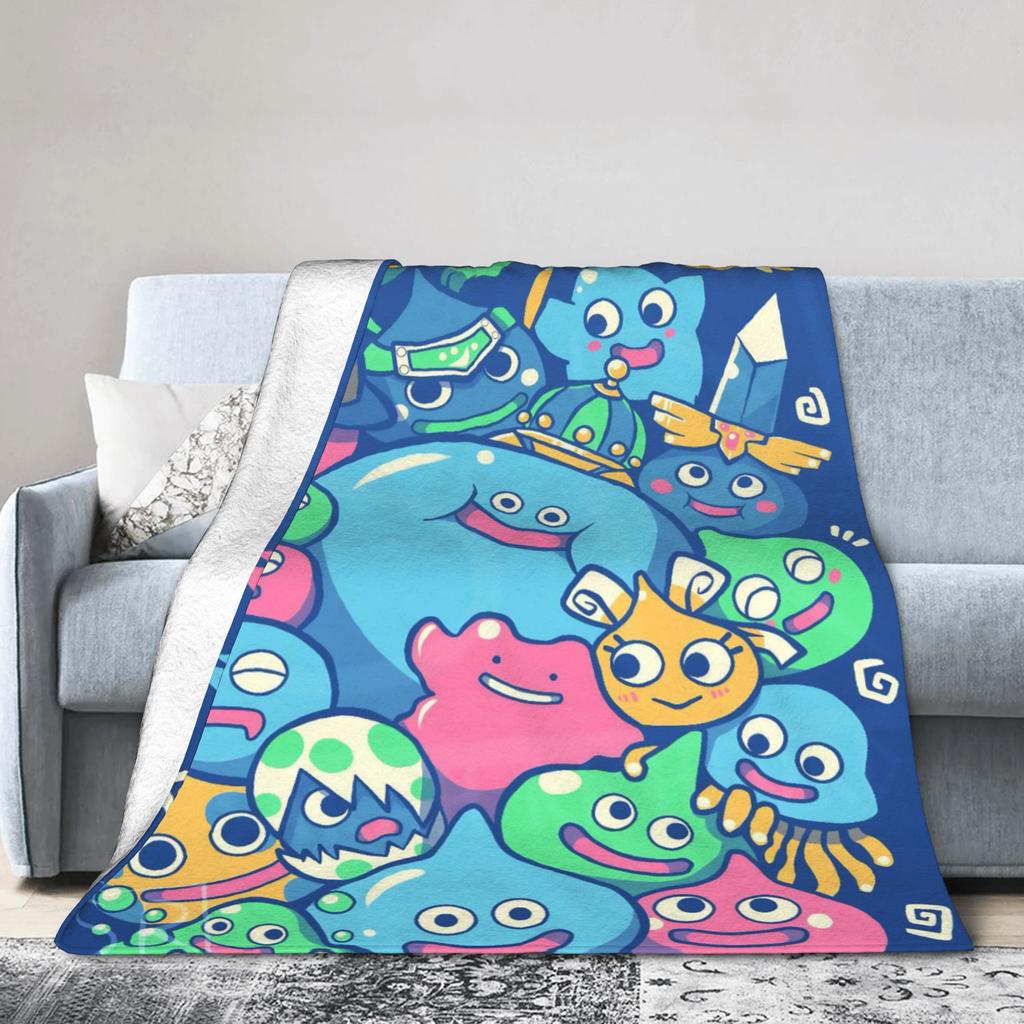 D-Dragon Quest Slimes Plush Blanket Children  Flannel Throw Blanket For Living Room Warm Soft Quality Bedspread Birthday Gift
