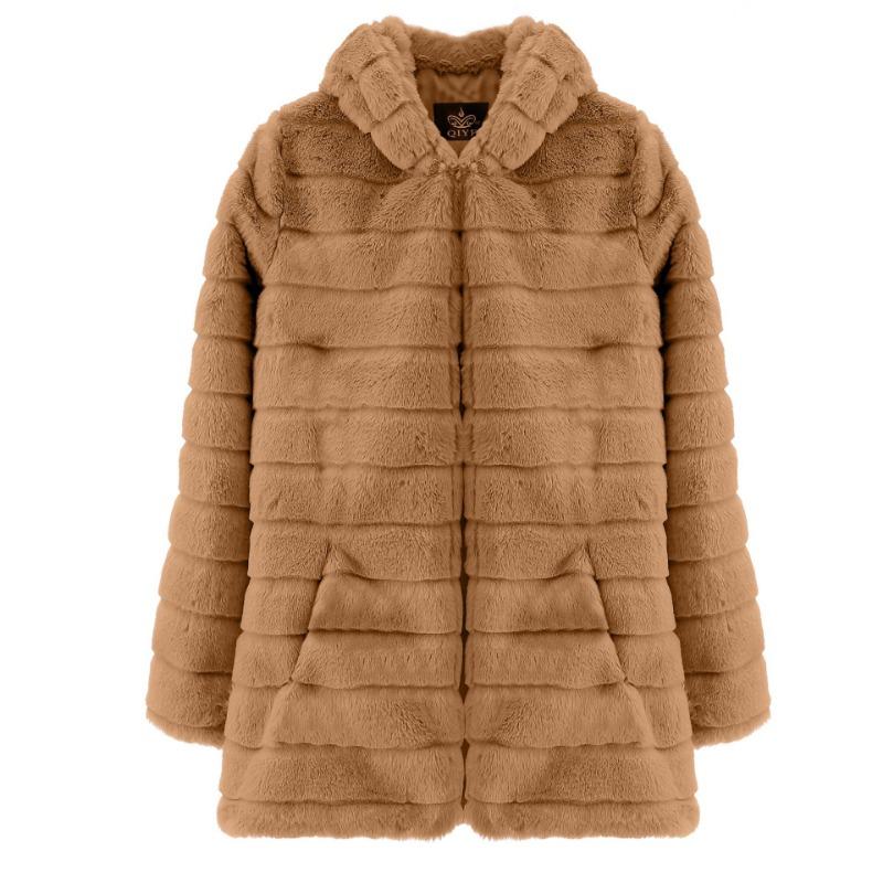 Fur Autumn and Winter Imitation Fur Imitation Mink Long Hooded Fur Jacket Women's Coat Warm