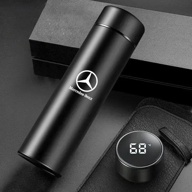 Car 500ml Portable Coffee Thermos Car Smart Stainless Steel Insulation Cup For Mercedes Benz B/C/E/S Class C200L GLC GLK CLA GLA QF1