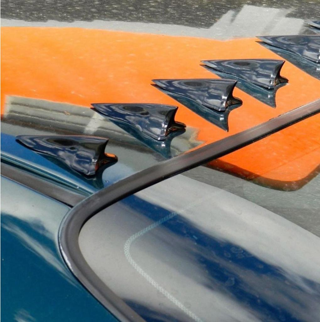 10 peças de fibra de carbono padrão carro auto tubarão barbatana difusor vórtice gerador asa teto spoiler bump acessórios peças