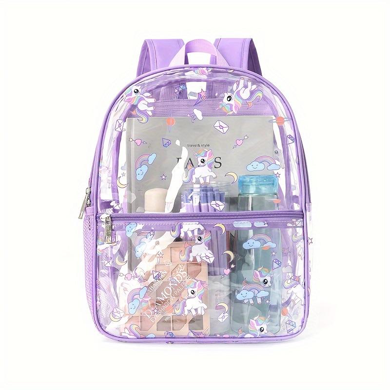 Printed Transparent Backpack Waterproof PVC Storage Bag Student Schoolbag Large-Capacity Transparent Backpack