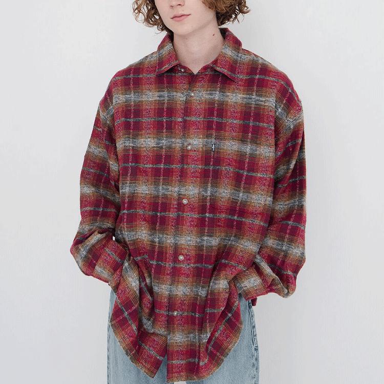 Levis Casual Plaid Long Sleeve Shirt Men shirts Red A0283-0000