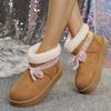 Thick Bottom Fluffy Fur Women's Snow Boots 2025 Winter Sweet Pink Bowknot Ankle Boots with Platform Brand Furry Shoes for Woman