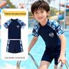 Boys' Camouflage Split Swimsuit Set - Casual Fashion Swimwear for Student Training