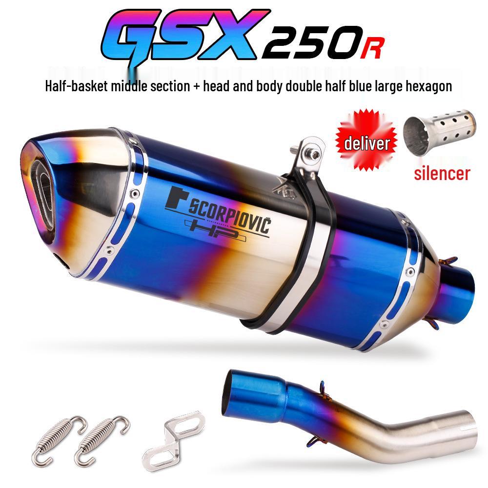 Ensemble de silencieux intermédiaire et de silencieux arrière en acier inoxydable pour moto GSX250R