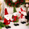 Weihnachtsthema Hüpfende Federbasis Schneemann Weihnachtsmann Ornament Für Feiertagstischplatte Regal Dekoration Set