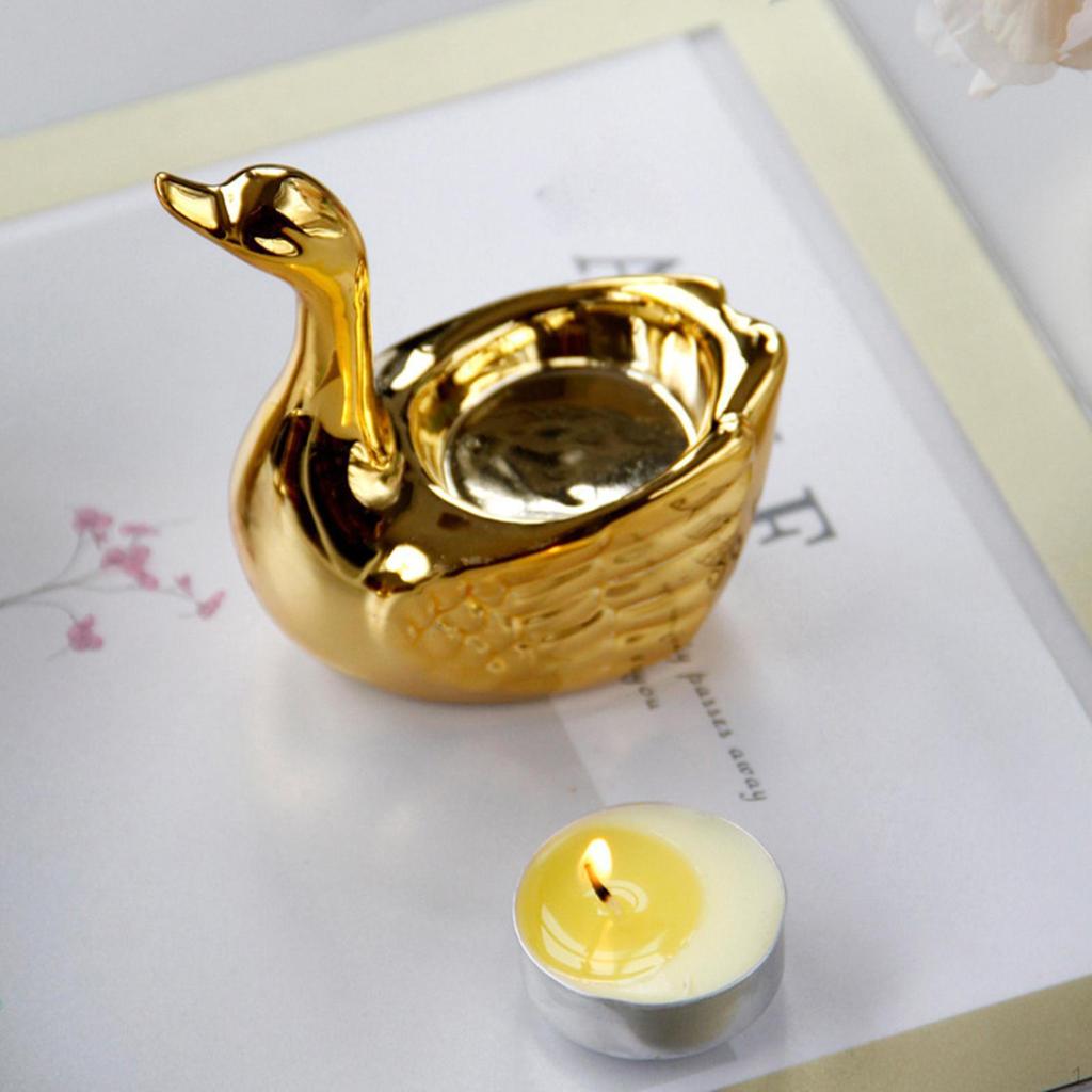 Golden Swan Candle Holder Candlestick Creative Table Centerpiece Stand Tealight