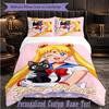 Personalizovaná 3dílná sada povlečeníSailor Moon Vlastní text Povlak na přikrývku Povlak na polštář Sada Dar do ložnice