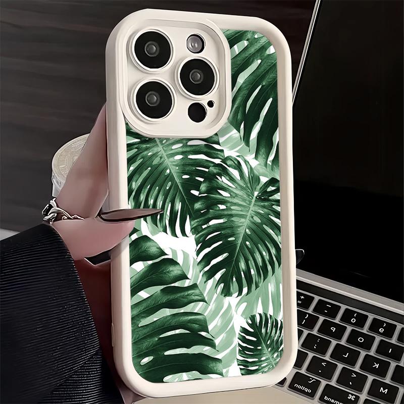 Phone Case for iPhone 17 Air 16E 15 16 Pro Max Summer Plants Green Leaf Cover 14 Plus 13 12 Mini Soft Shell Silicone Fundas