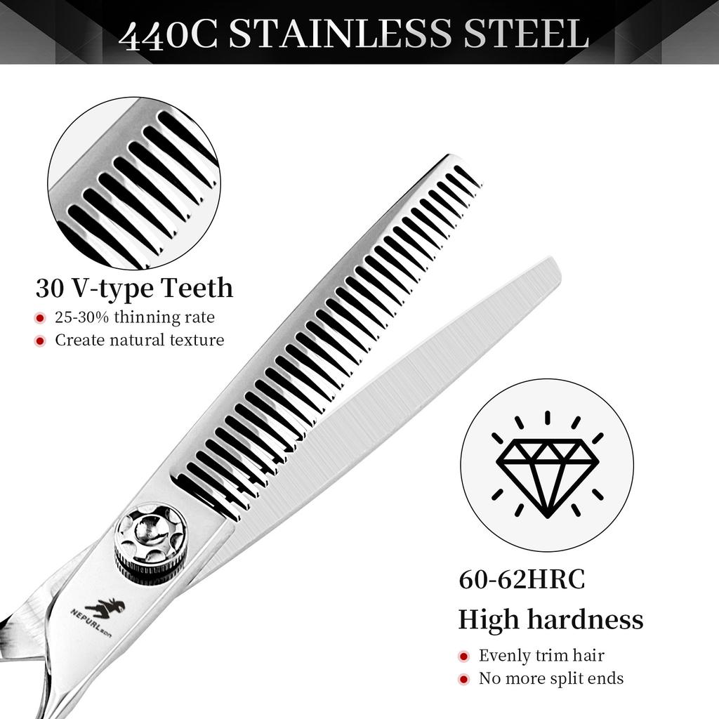 6.0 Inch Nepson Thick Ring Handle, Hair Scissors Flat Cutting Tooth Scissors Thin Cutting