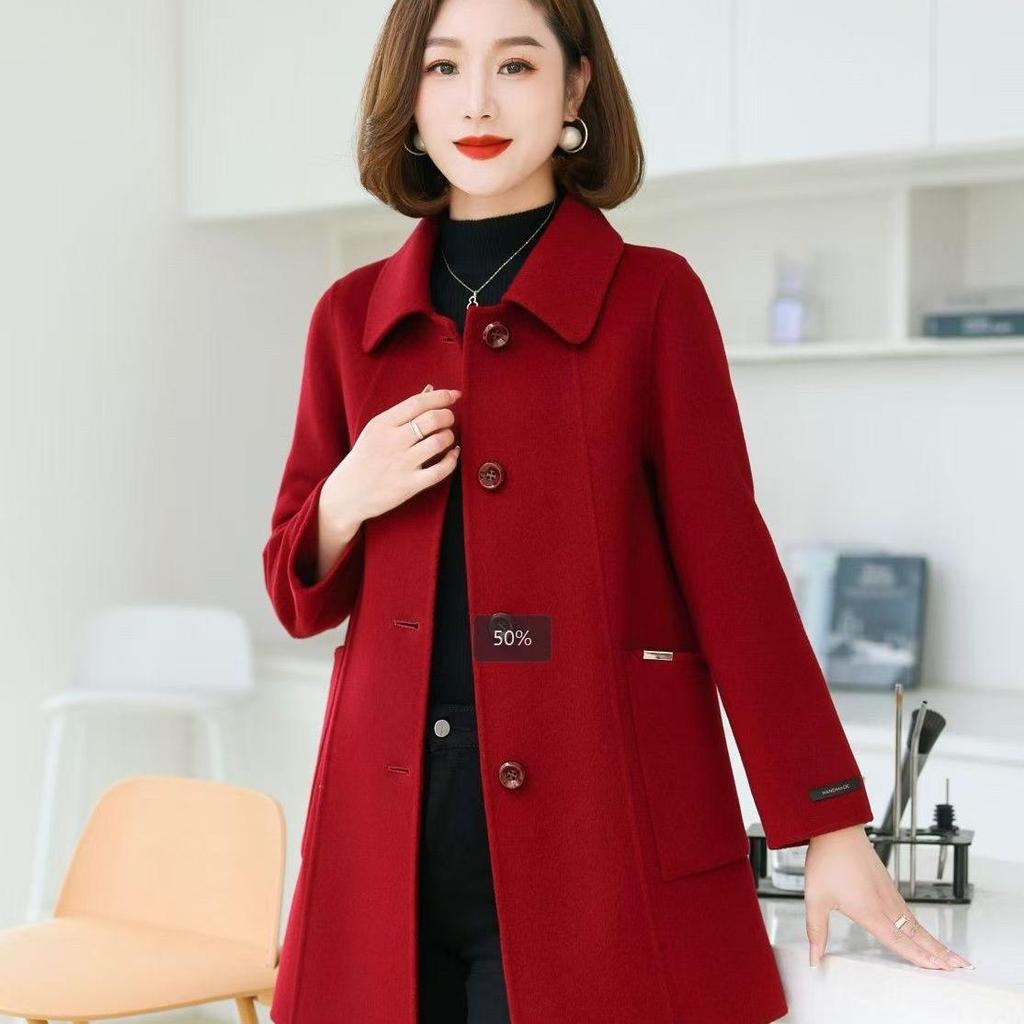 Manteau en laine pour femme petite taille 2025: Épais, court, style coréen, tendance