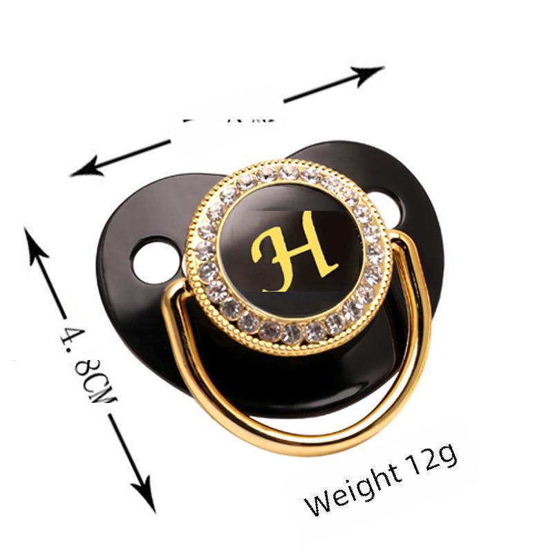 Cross-Border Baby Pacifier with 26 Black Diamond Letters