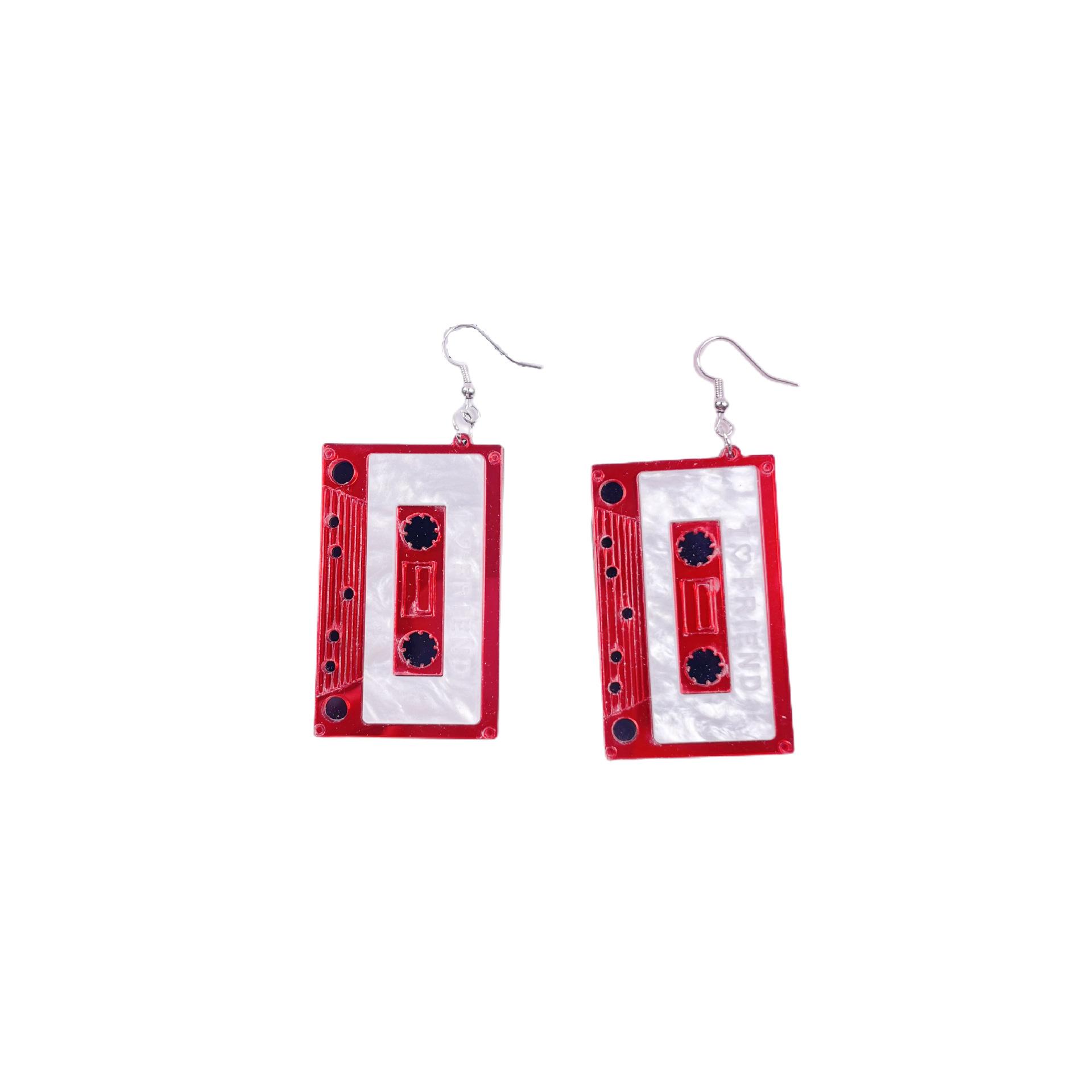 Wind Wenyi Fan Earrings Personality Tape Exaggerated Funny Hip Hop Wind Geometric Earrings