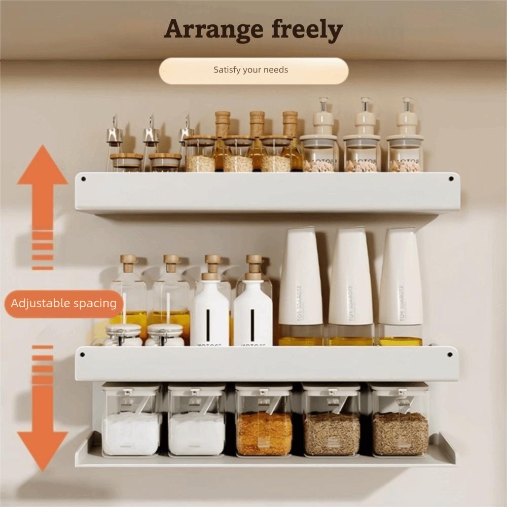 Wall Mounted Spice Rack Punch-free Kitchen Storage Shelf  for Kitchen Bathroom Storage
