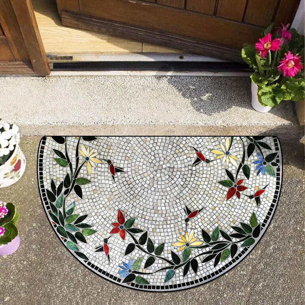 Entrance Door Mat Semi-circular Carpet Outdoor Rug Home Entry Doormat Courtyard Garden Spring Style Decorative Floor Mats