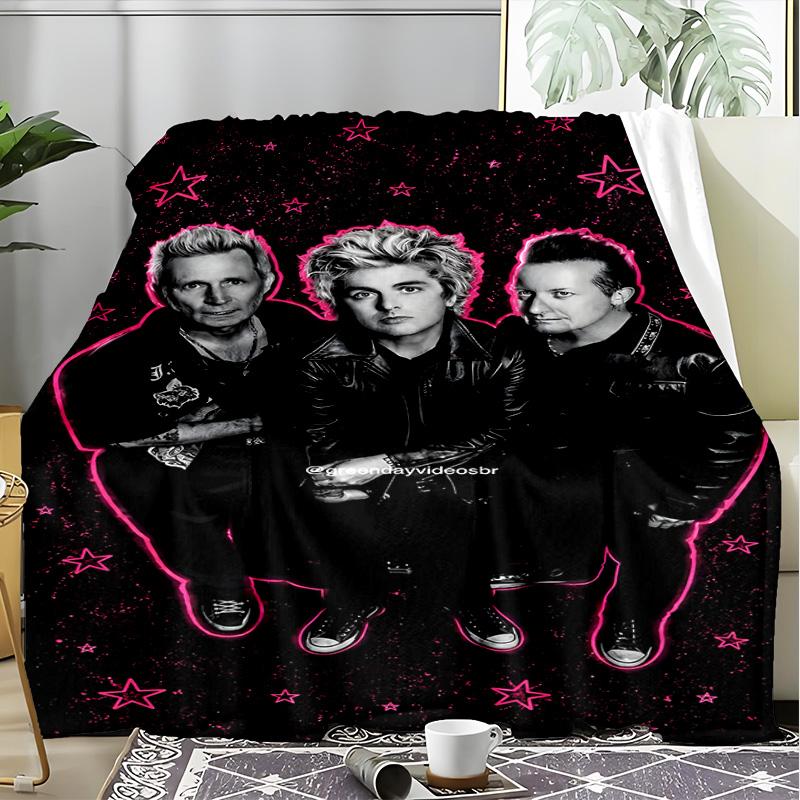 1PC Green Day Flannel Blanket, Use for Birthday/Holiday Gift, Soft Blanket for Sofa/Bed/Camping/Office/Tourism Use,All Seasons
