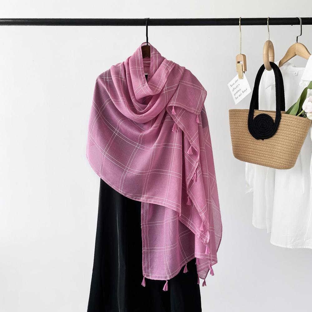 Solid Color Scarf for Women's Sunscreen Scarf Mid-length Scarf Monochrome Light Shawl Breathable Sweat-absorbing Scarf