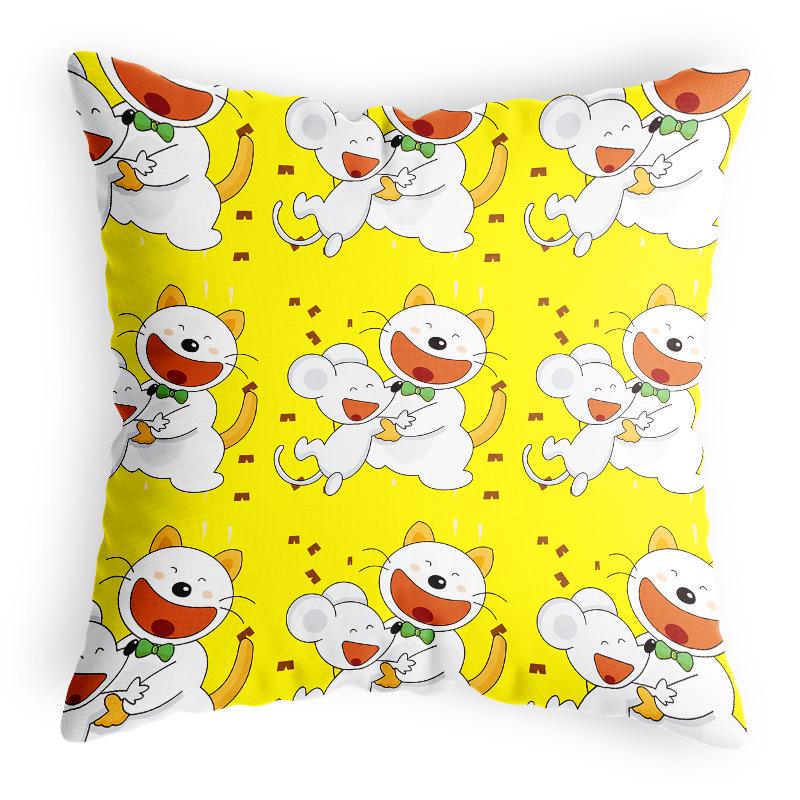 Small Fresh Pillowcase Multi-color Cartoon Cute Children's Chair Cushion Cover Square Dopamine Velvet Pillowcase