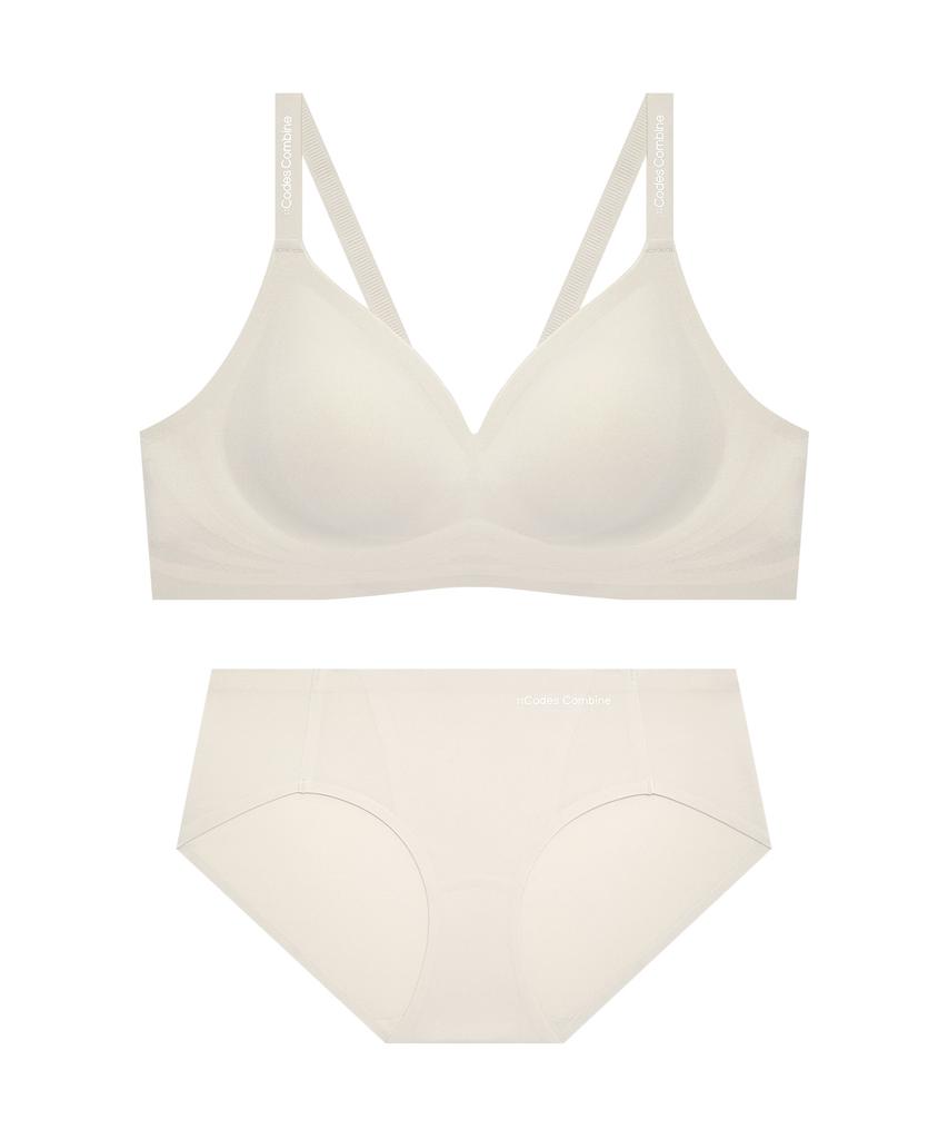 Kodejeukeombainineoweeo Double Up Volume Integrated Seamless Bra And Panty Set_Skin