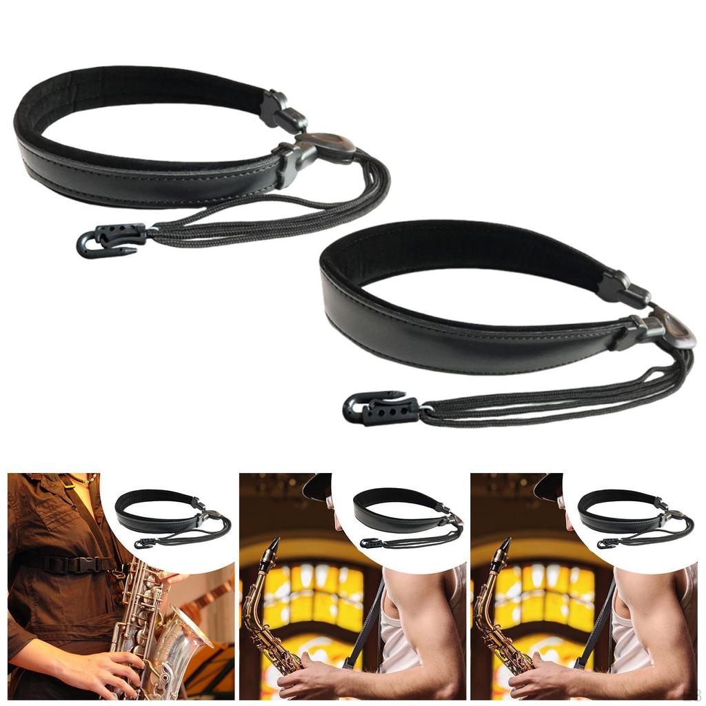 Saxophone Neck Strap PU Leather Convenient Soft Ergonomic Sturdy Comfortable Instrument Accessory