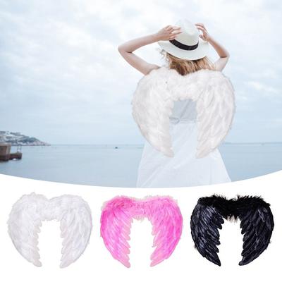 New White Feather Wings Black Party Props Cosplay Little Wings Handmade Angel Wings Adult