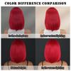 Red Short Straight Wig for Women - Bob Cut with Middle Part Curtain Bangs, Halloween Easter Party Machine Made Full Cap Wig