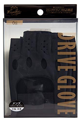 Lezax JOYFIT Driving Gloves, Half-Finger Sheepskin, Black, 08