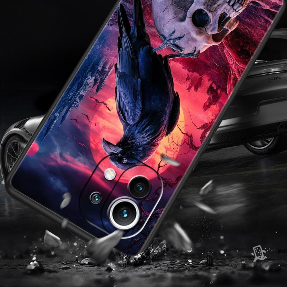 Black Raven Phone Case Cover for Xiaomi Mi 17 Pro Max 15 14 13 12 11 Ultra 15T 14T 13T 12T 11T Pro Lite Soft TPU Shell Funda Bag
