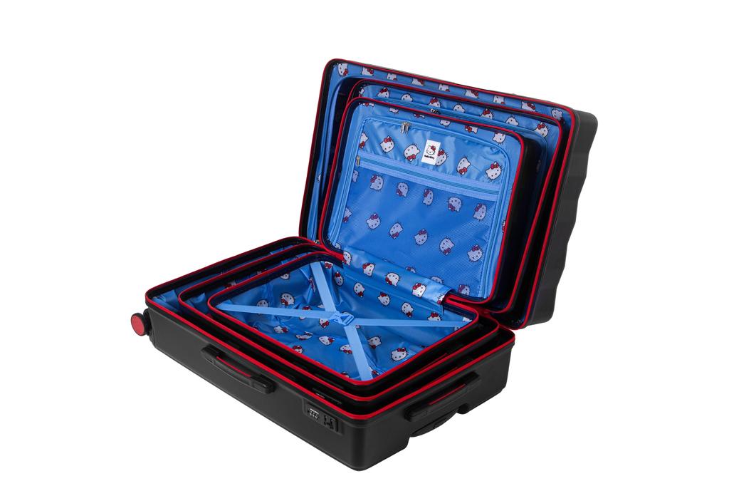 Set of 3 DOKI BLACK HELLO KITTY Rigid Suitcases