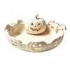 Candy Storage Dish Halloween Pumpkin Tray, Bat Relief Holder, 3D Printed Retro Face Bowl Desktop Bowl, Spooky Tabletop Ornament for Party Decor Window