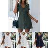 Stylish Women Button Down V Neck Mini Tea Dress In Soft Comfortable Fabric Perfect For Summer Days
