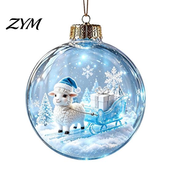 Indoor Outdoor Xmas Decor Glowing Christmas Story Ornament, Light?Up Mini Holiday Scene Hanging Ball with Warm Seasonal Home Accents LED Light,