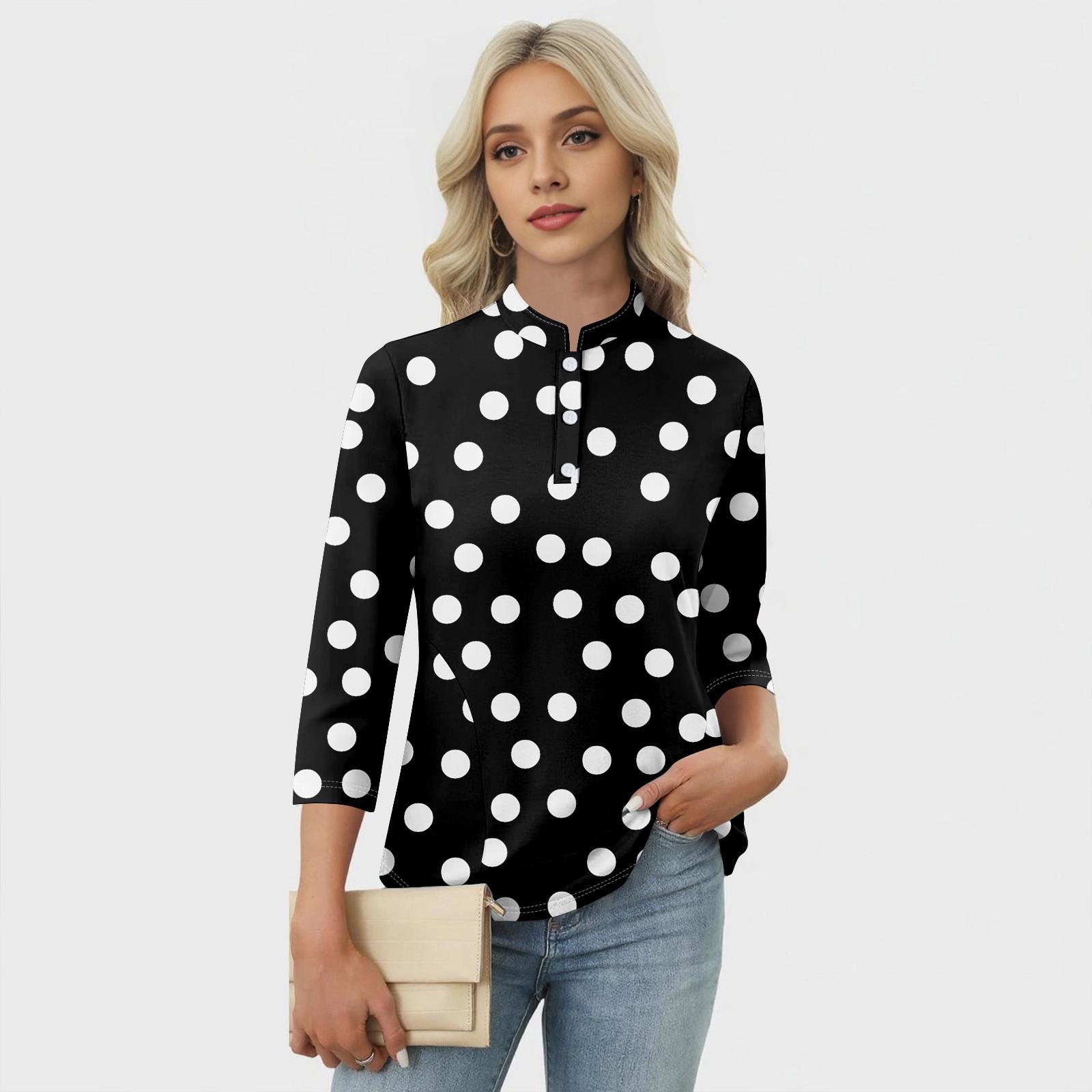 

Женский повседневный топ с V-образным вырезом, рукавом 4/3 и декоративными пуговицами XXL чёрный