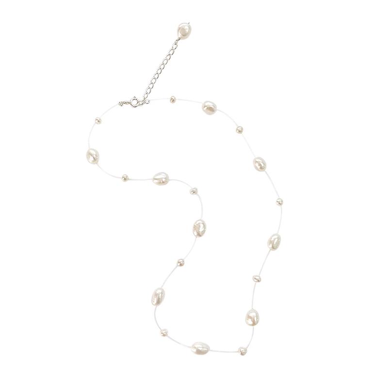 

Натуральный жемчуг в стиле барокко, серебро 925 пробы, невидимое ожерелье, воротник-цепочка, супер бессмертный стиль, подарок для девушки 40cm