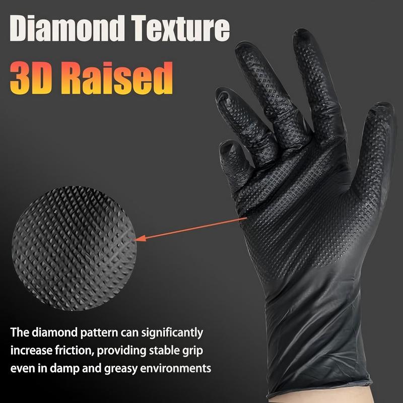 Heavy Duty Orange Nitrile Gloves  8mil Heavy Duty Disposable Gloves with Diamond Textured Latex Free Mechanic Tattoo Auto Gloves
