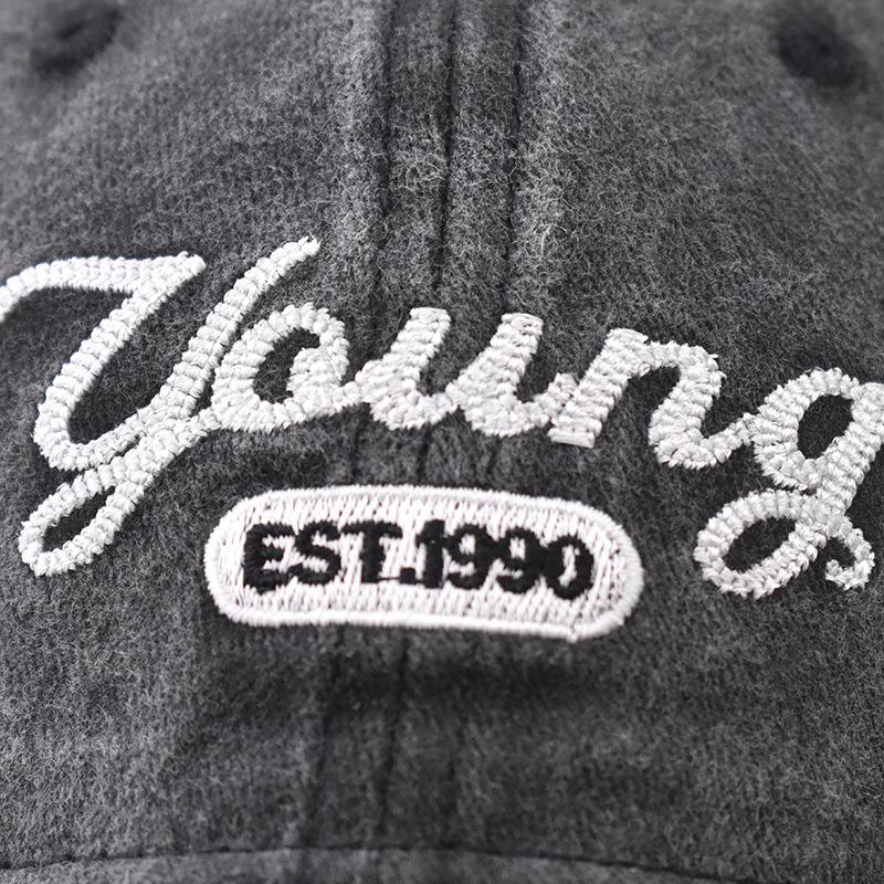 Four seasons high quality washed Korean version of young baseball cap black big embroidered sun hat cap