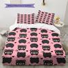 Pink Cartoon Art Pattern Bedding,Quilt Set Quilt Cover Pillowcase Home Birthday Gift (1 * Duvet Cover + 2 * Pillowcase, Without Core)