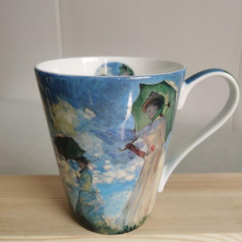 

Art Style Ceramic Mug Coffee Cup hold an umbrella білий
