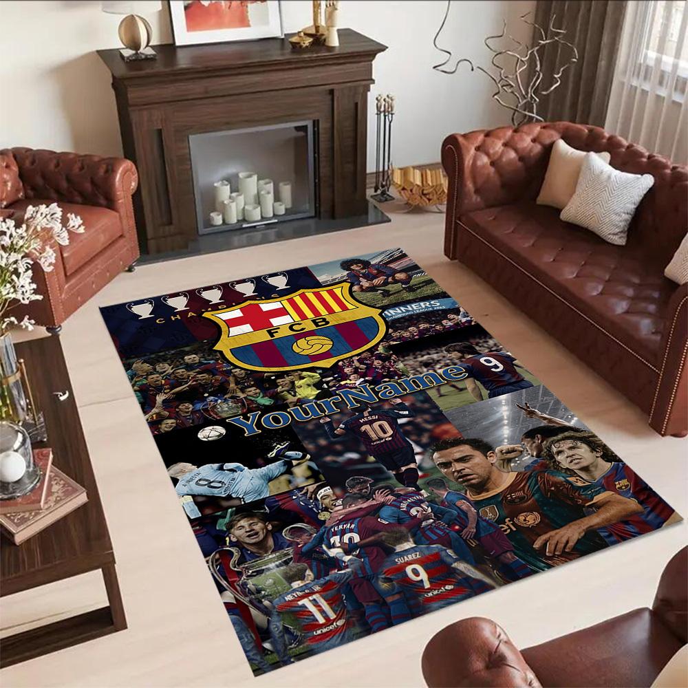 Fc Barcelona Customize Text Floor Rug Office Rug Perfect for Entryway Balcony Study Room Kitchen Antislip Carpet Office Home Decor