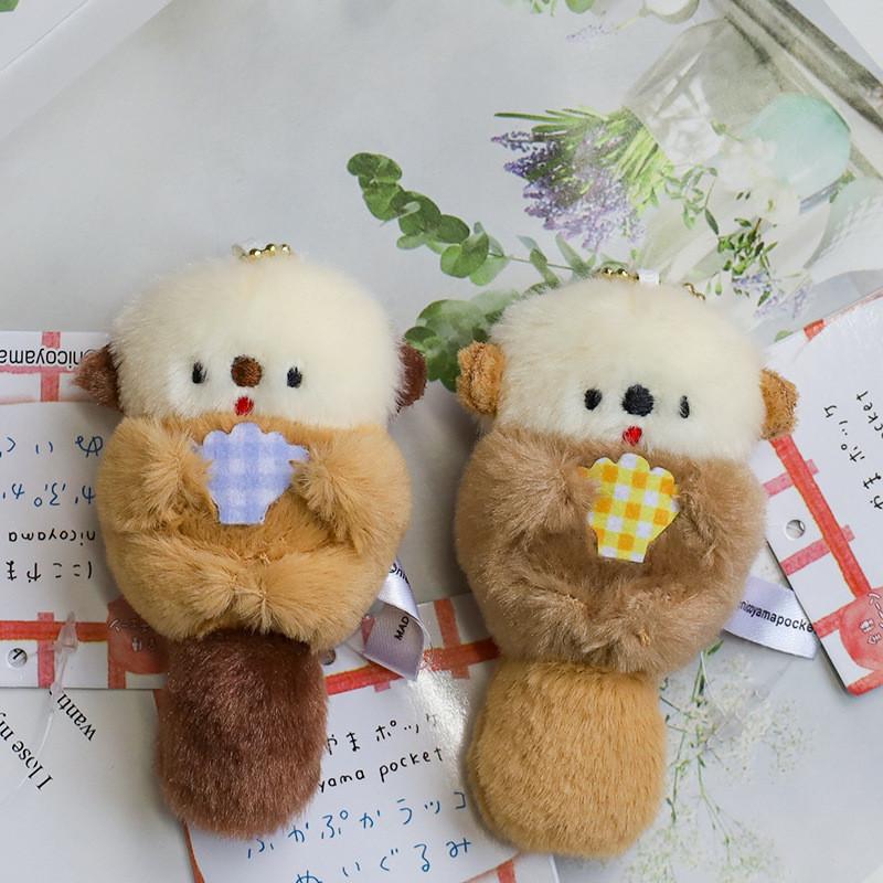 Adorable Cute Otter Plush Keychain Soft Stuffed Animal Shell Charm Gift For Kids