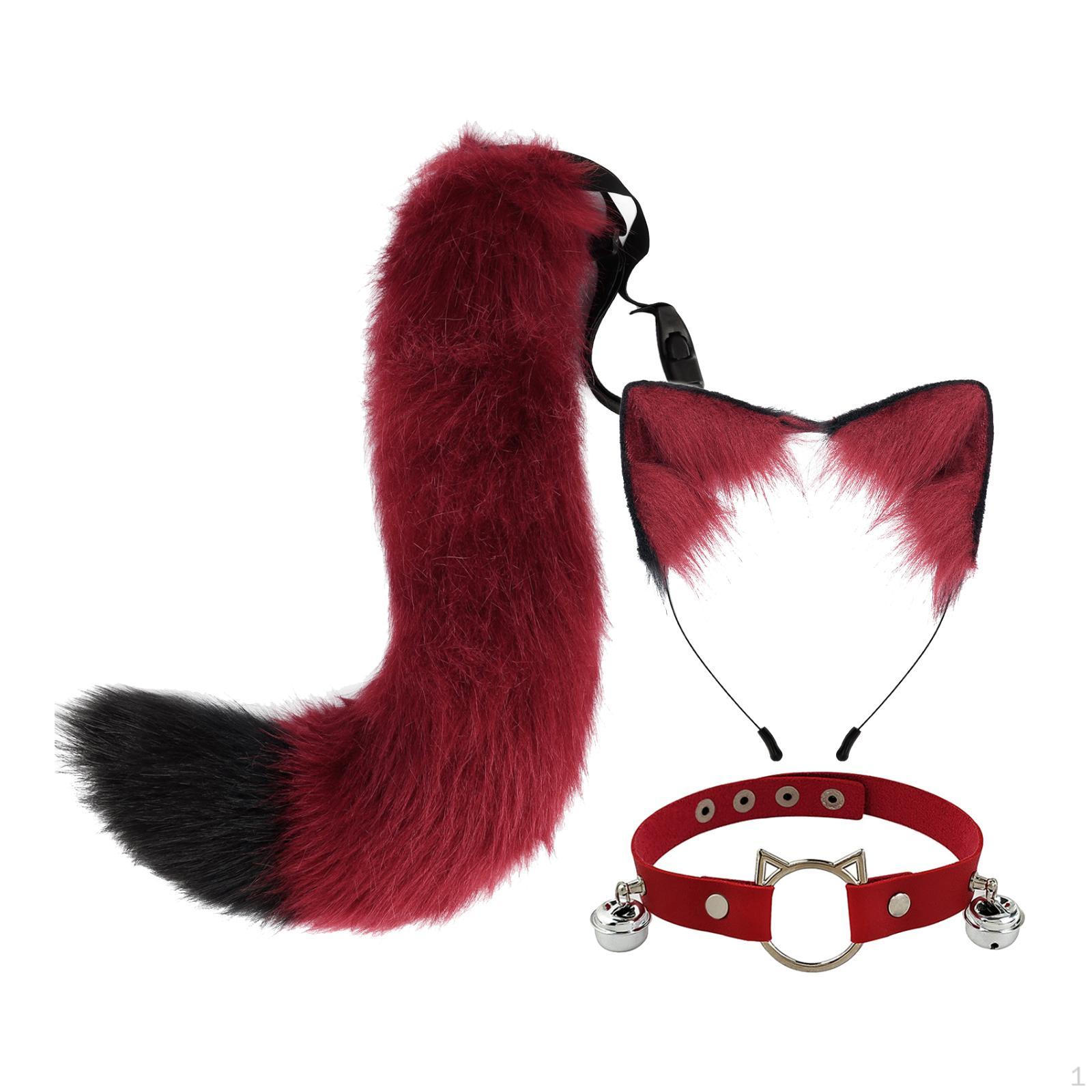 

Очаровательный комплект костюмов животных с ушками, воротником и хвостом для тематических вечеринок и праздничных торжеств Red Black