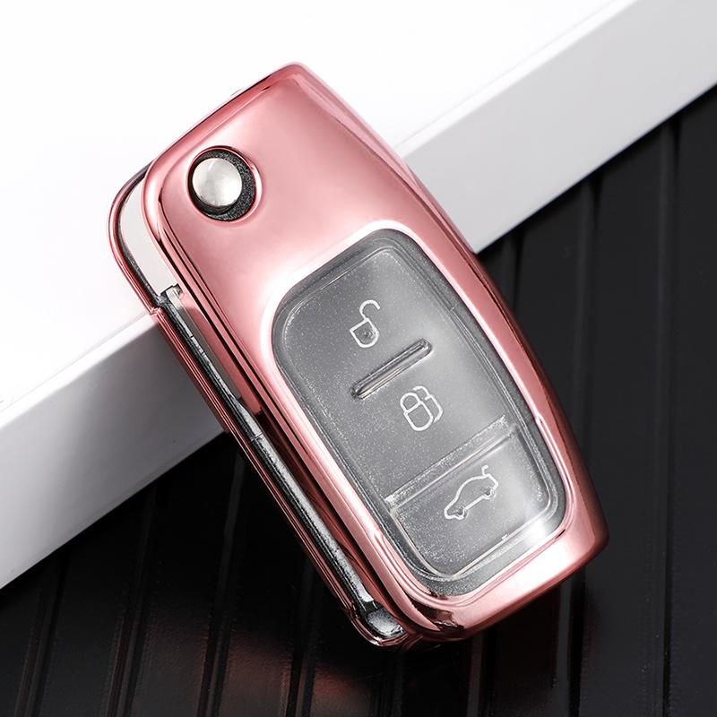 Weiche TPU-Autoschlüsselabdeckung für Ford Fiesta Focus 2 Ecosport Kuga Escape Falcon B-Max C-Max Eco Sport Galaxy Shell Fob Holder Protector