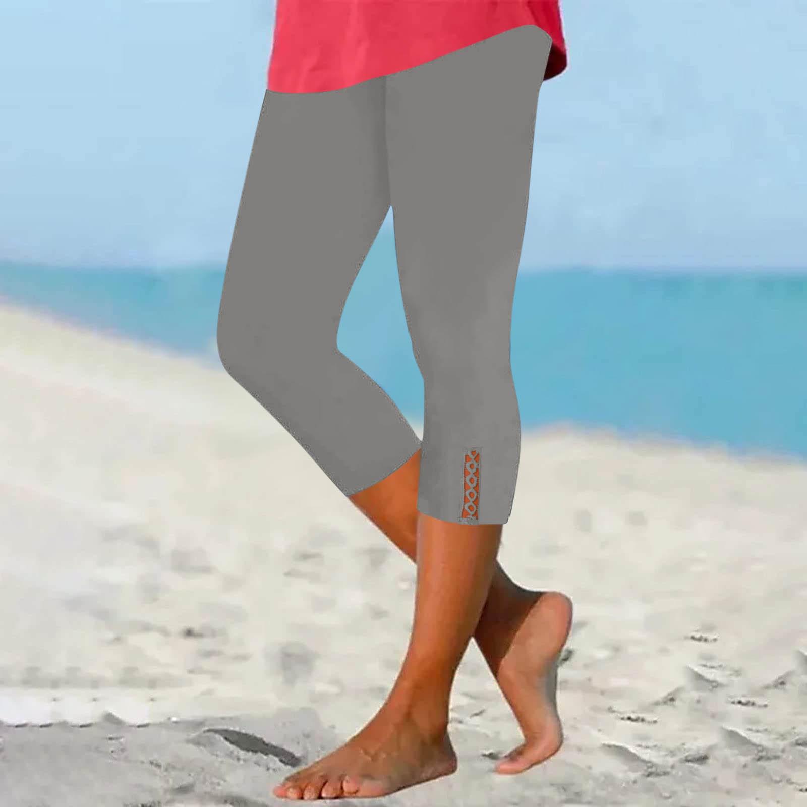 

2025 Women s Summer Plain Casual 7-Point Leggings - Ample Stock Triple Extra Large серый