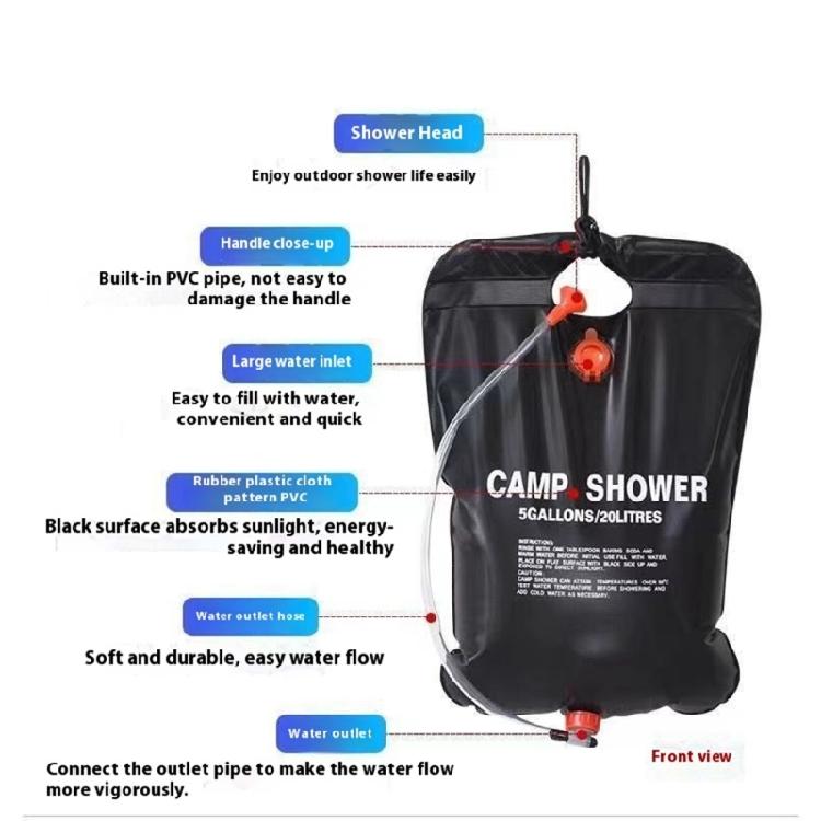 Outdoor Camping Folding Water Storage Bag With Showerhead 20L Beach Swimming Solar Heated Bathing Water Bag Enduring