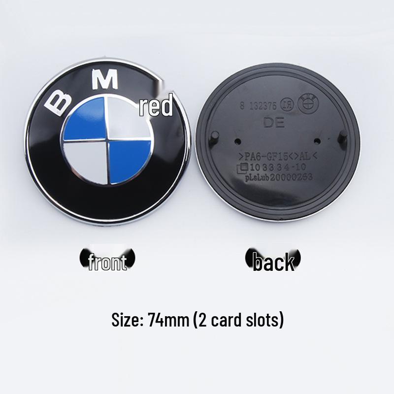 BMW Anniversary Edition Front & Rear Emblems: 82mm Rear in Blue & White, 74mm Front with Black Background.
